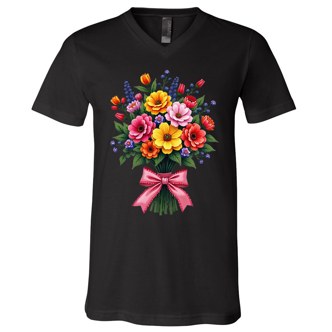 Spring Wildflower Bouquet Floral Arrangement V-Neck T-Shirt