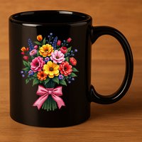 Spring Wildflower Bouquet Floral Arrangement 11oz C Handle Ceramic Mug