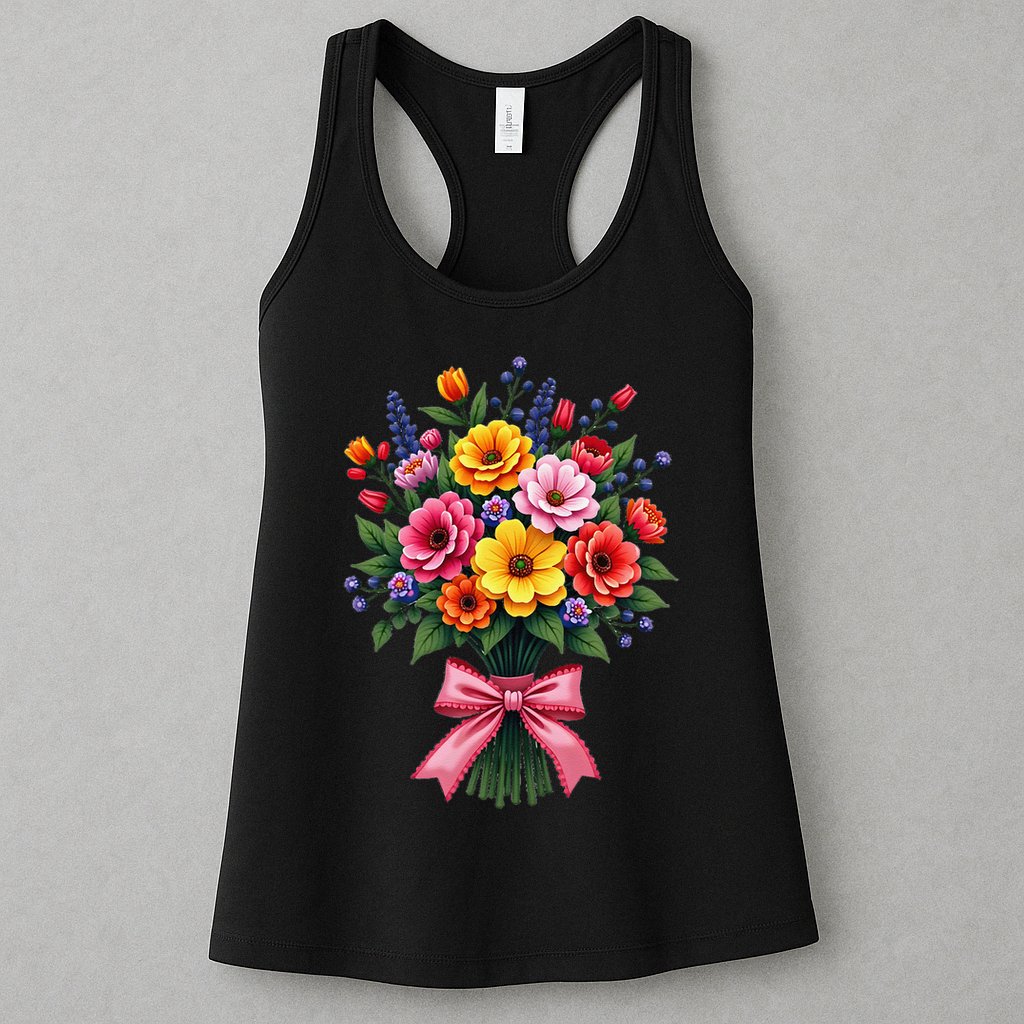 Spring Wildflower Bouquet Floral Arrangement Womens Tank Top