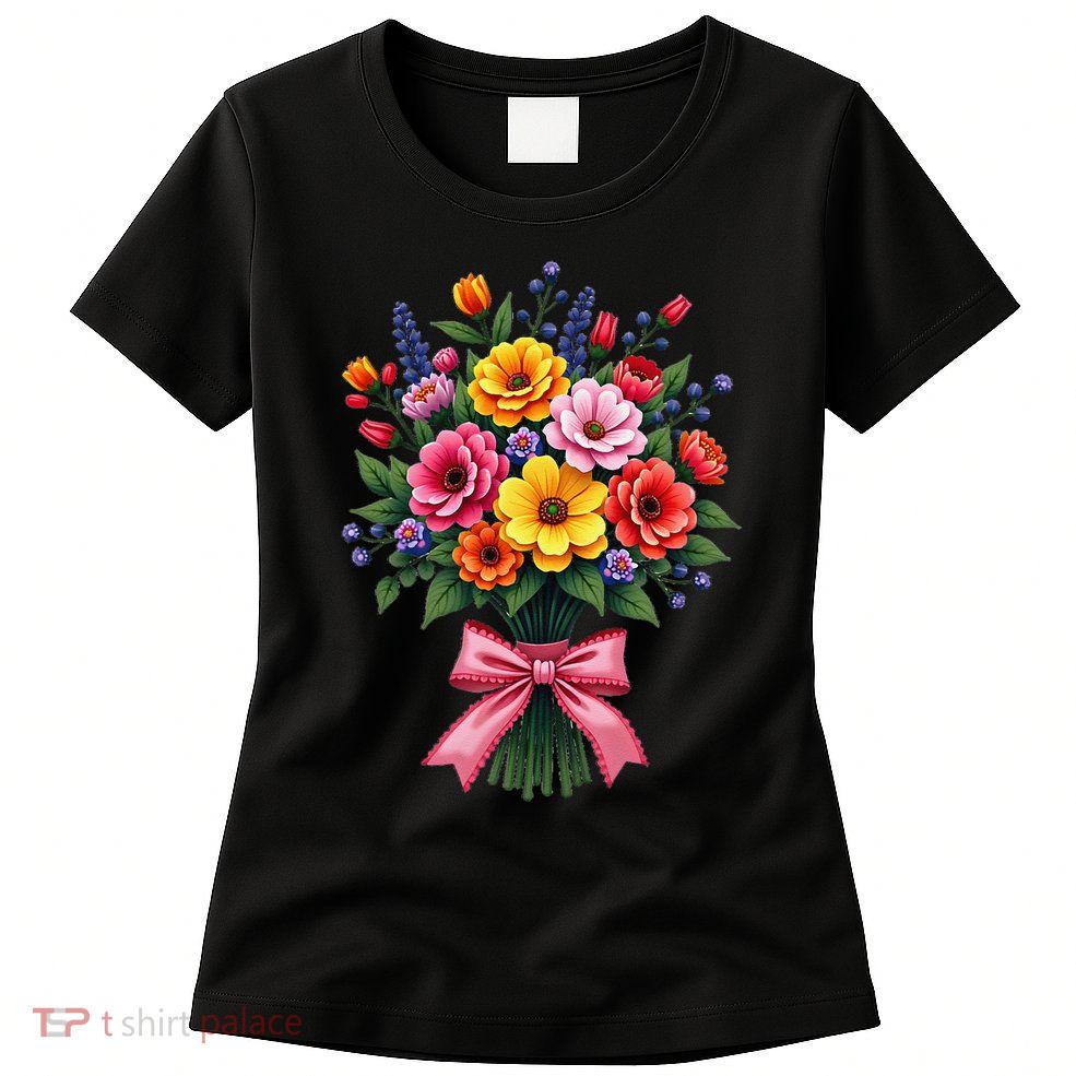 Spring Wildflower Bouquet Floral Arrangement Womens T-Shirt