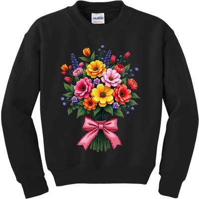 Spring Wildflower Bouquet Floral Arrangement Kids Sweatshirt