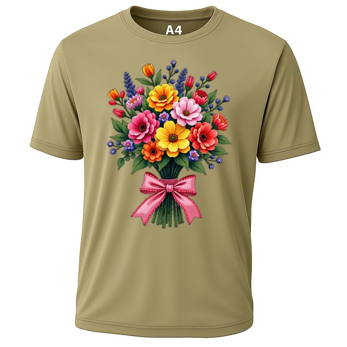 Spring Wildflower Bouquet Floral Arrangement Cooling Performance Crew T-Shirt