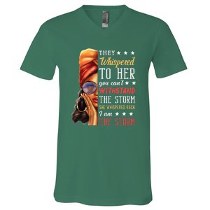 She Whispered Back I Am The Storm Black History Month V-Neck T-Shirt