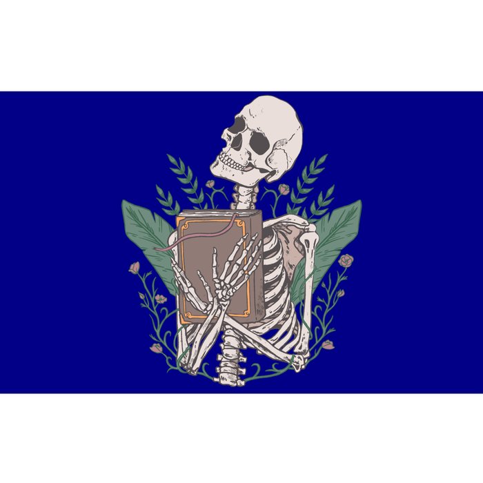 Skeleton With Book And Flowers Book Lover Goth Halloween Meaningful Gift Bumper Sticker