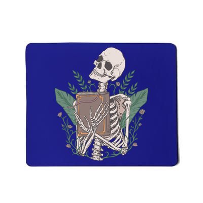 Skeleton With Book And Flowers Book Lover Goth Halloween Meaningful Gift Mousepad