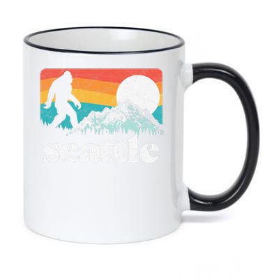 Seattle Washington Bigfoot Mountains Retro Distressed 80s 11oz Black Color Changing Mug