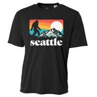 Seattle Washington Bigfoot Mountains Retro Distressed 80s Cooling Performance Crew T-Shirt