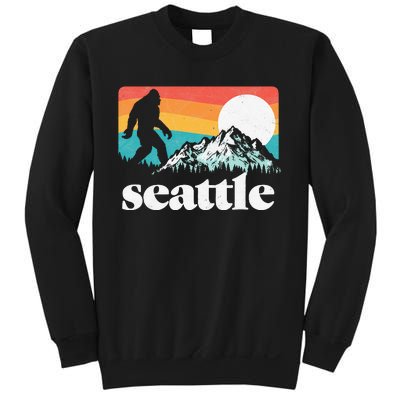 Seattle Washington Bigfoot Mountains Retro Distressed 80s Sweatshirt