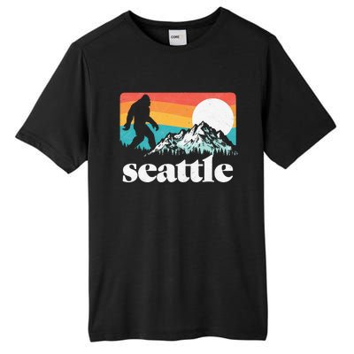 Seattle Washington Bigfoot Mountains Retro Distressed 80s Tall Fusion ChromaSoft Performance T-Shirt