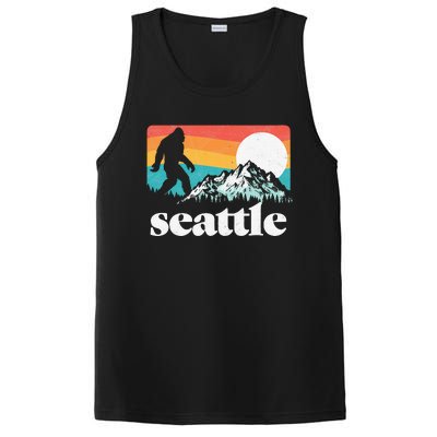 Seattle Washington Bigfoot Mountains Retro Distressed 80s PosiCharge Competitor Tank