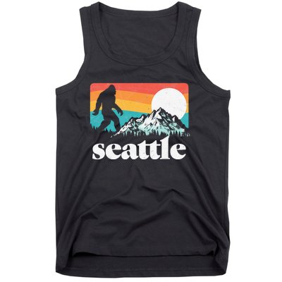 Seattle Washington Bigfoot Mountains Retro Distressed 80s Tank Top