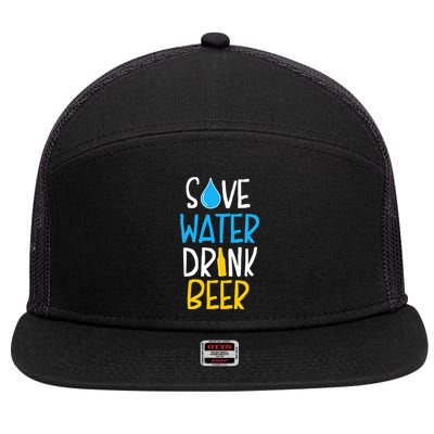 Save Water Beer Gift 7 Panel Mesh Trucker Snapback Hat