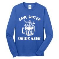 Save Water Beer Great Gift Funny Skeleton Beer Lover's Great Gift Tall Long Sleeve T-Shirt