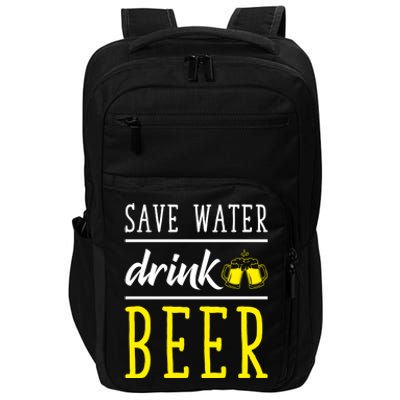 Save Water Beer Alcohol Love Friends Party Gather Fun Funny Gift Impact Tech Backpack