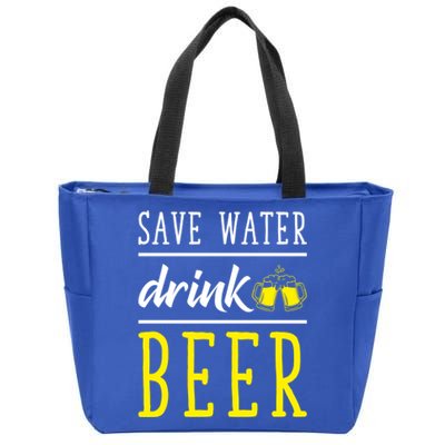 Save Water Beer Alcohol Love Friends Party Gather Fun Funny Gift Zip Tote Bag