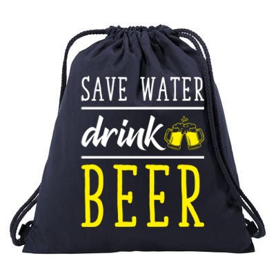 Save Water Beer Alcohol Love Friends Party Gather Fun Funny Gift Drawstring Bag