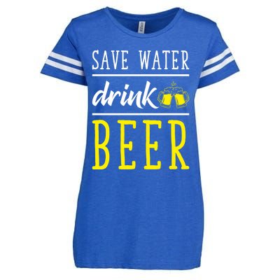 Save Water Beer Alcohol Love Friends Party Gather Fun Funny Gift Enza Ladies Jersey Football T-Shirt