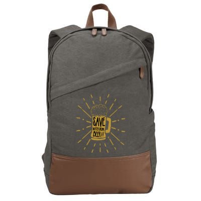 Save Water Beer Graffiti Art Protest Cute Gift Cotton Canvas Backpack