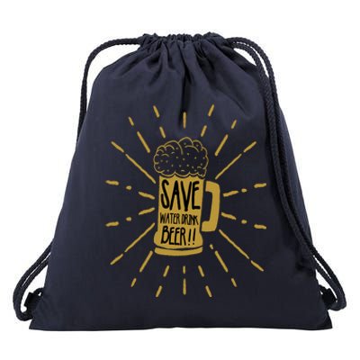 Save Water Beer Graffiti Art Protest Cute Gift Drawstring Bag