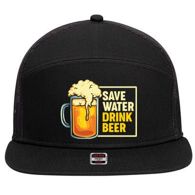 Save Water Beer Cute Gift 7 Panel Mesh Trucker Snapback Hat