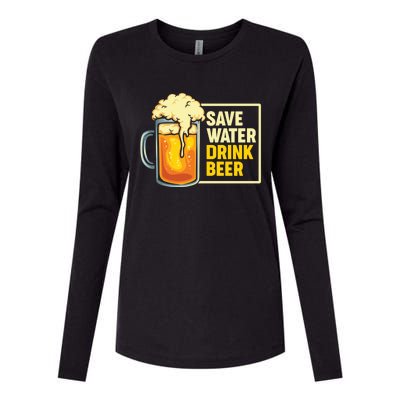 Save Water Beer Cute Gift Womens Cotton Relaxed Long Sleeve T-Shirt