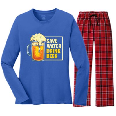 Save Water Beer Cute Gift Women's Long Sleeve Flannel Pajama Set 