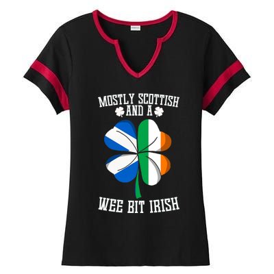 Scottish Wee Bit Irish Scotland St Patricks Day Gifts Flag Ladies Halftime Notch Neck Tee