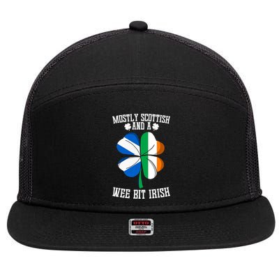 Scottish Wee Bit Irish Scotland St Patricks Day Gifts Flag 7 Panel Mesh Trucker Snapback Hat