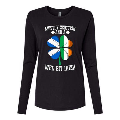 Scottish Wee Bit Irish Scotland St Patricks Day Gifts Flag Womens Cotton Relaxed Long Sleeve T-Shirt