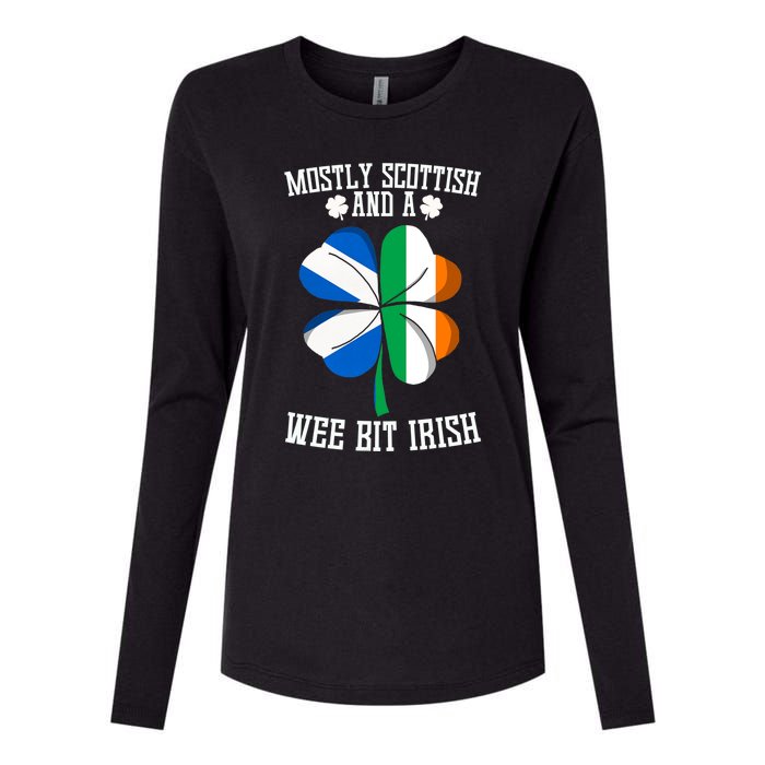 Scottish Wee Bit Irish Scotland St Patricks Day Gifts Flag Womens Cotton Relaxed Long Sleeve T-Shirt