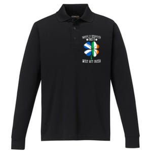 Scottish Wee Bit Irish Scotland St Patricks Day Gifts Flag Performance Long Sleeve Polo