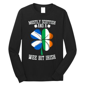 Scottish Wee Bit Irish Scotland St Patricks Day Gifts Flag Long Sleeve Shirt