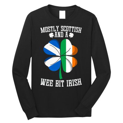 Scottish Wee Bit Irish Scotland St Patricks Day Gifts Flag Long Sleeve Shirt