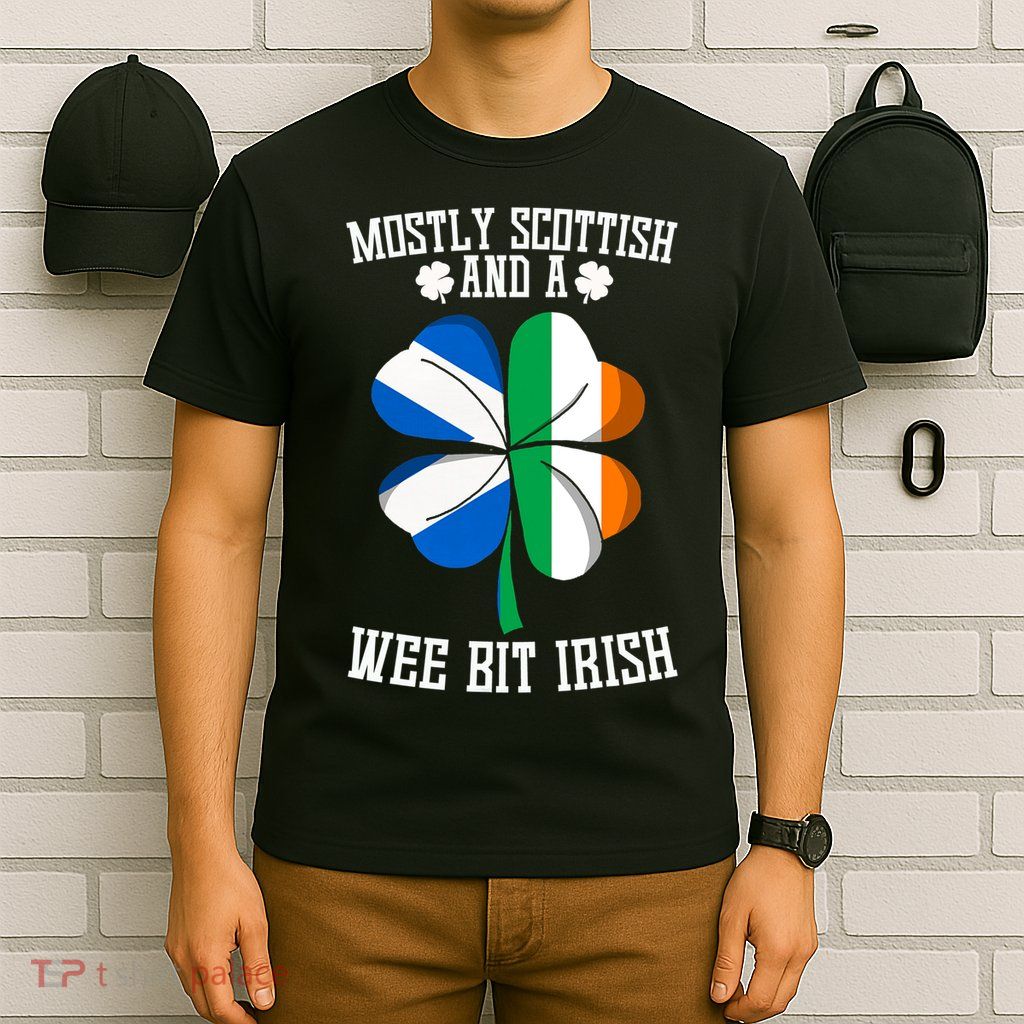 Scottish Wee Bit Irish Scotland St Patricks Day Gifts Flag T-Shirt