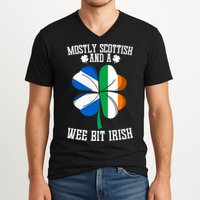 Scottish Wee Bit Irish Scotland St Patricks Day Gifts Flag V-Neck T-Shirt