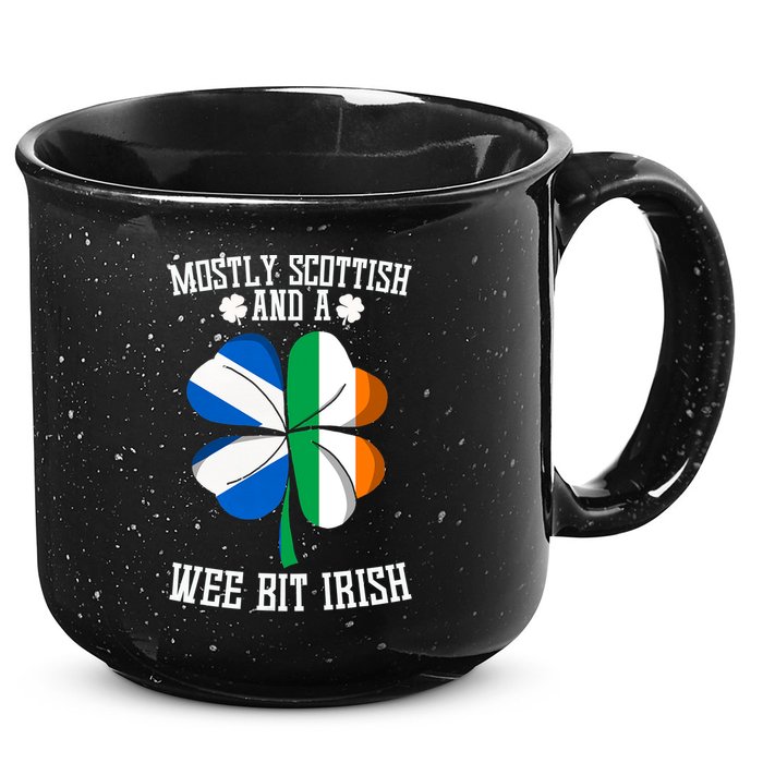 Scottish Wee Bit Irish Scotland St Patricks Day Gifts Flag 15oz Campfire Ceramic Mug