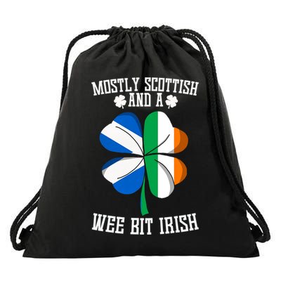 Scottish Wee Bit Irish Scotland St Patricks Day Gifts Flag Drawstring Bag