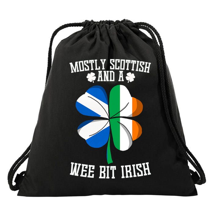 Scottish Wee Bit Irish Scotland St Patricks Day Gifts Flag Drawstring Bag