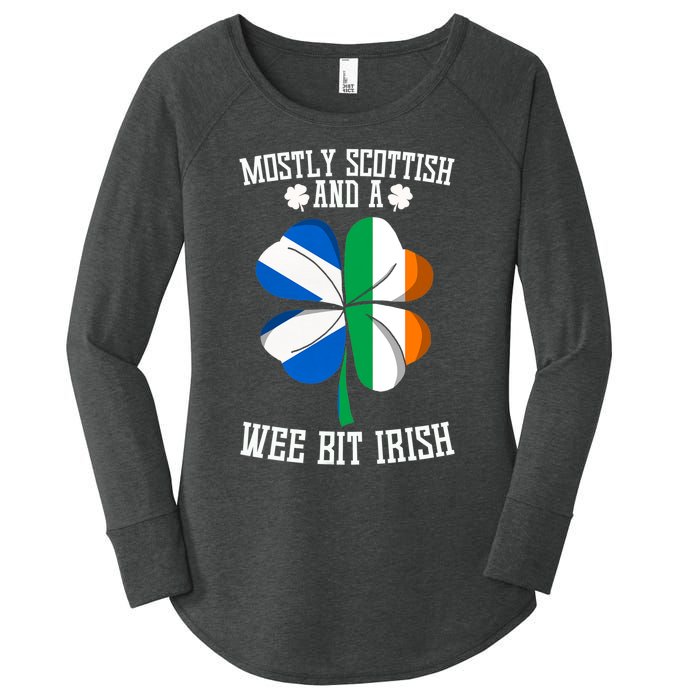 Scottish Wee Bit Irish Scotland St Patricks Day Gifts Flag Women's Perfect Tri Tunic Long Sleeve Shirt