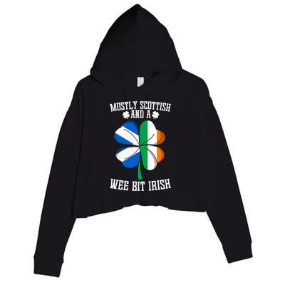 Scottish Wee Bit Irish Scotland St Patricks Day Gifts Flag Crop Fleece Hoodie