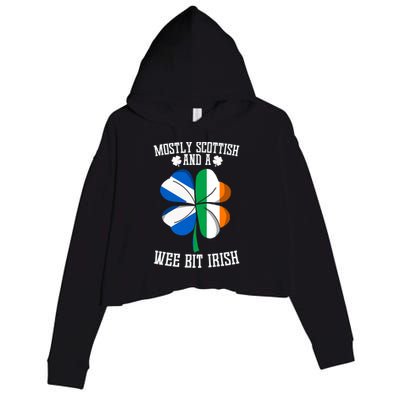 Scottish Wee Bit Irish Scotland St Patricks Day Gifts Flag Crop Fleece Hoodie