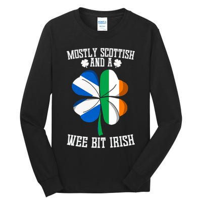 Scottish Wee Bit Irish Scotland St Patricks Day Gifts Flag Tall Long Sleeve T-Shirt