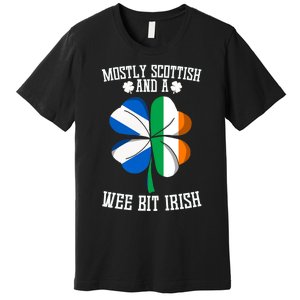 Scottish Wee Bit Irish Scotland St Patricks Day Gifts Flag Premium T-Shirt