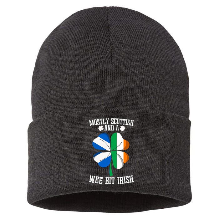 Scottish Wee Bit Irish Scotland St Patricks Day Gifts Flag Sustainable Knit Beanie