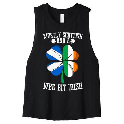 Scottish Wee Bit Irish Scotland St Patricks Day Gifts Flag Women's Racerback Cropped Tank