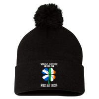 Scottish Wee Bit Irish Scotland St Patricks Day Gifts Flag Pom Pom 12in Knit Beanie