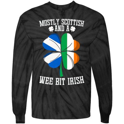 Scottish Wee Bit Irish Scotland St Patricks Day Gifts Flag Tie-Dye Long Sleeve Shirt