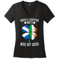 Scottish Wee Bit Irish Scotland St Patricks Day Gifts Flag Women's V-Neck T-Shirt