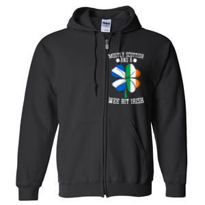 Scottish Wee Bit Irish Scotland St Patricks Day Gifts Flag Full Zip Hoodie