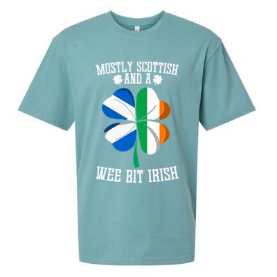 Scottish Wee Bit Irish Scotland St Patricks Day Gifts Flag Sueded Cloud Jersey T-Shirt